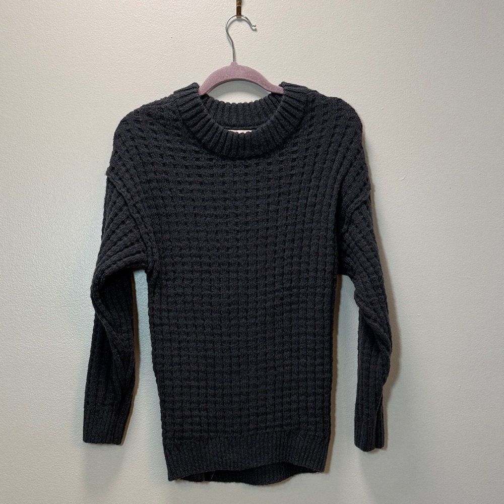 Gray Sweater - SO Brand - Dark Gray - Waffle Stitch